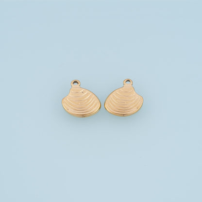 Clam Shell Pendant,14K Gold Minimal Ocean Theme Charm DIY Charm for Necklace Bracelet Making