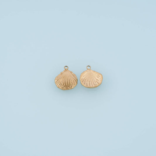 Scallop Shell Pendant,14K Gold Beach Theme Charm DIY Charm for Necklace Bracelet Making