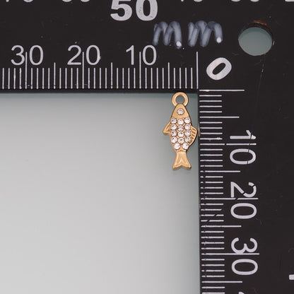 Cubic Zirconia Fish Charm Pendant for Jewelry Making