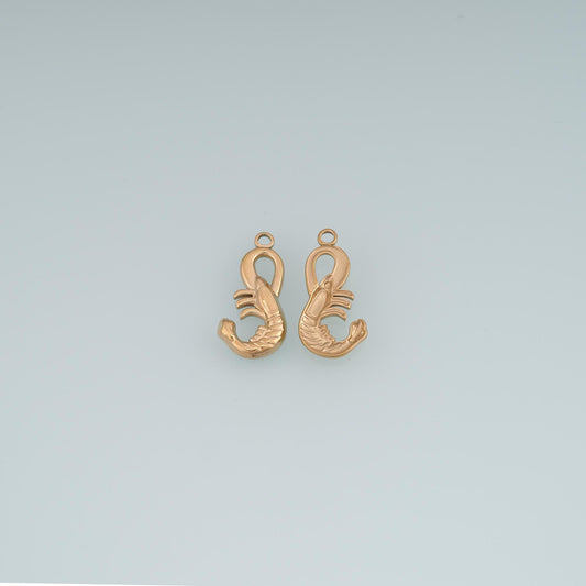 Shrimp Pendant ,14K Gold Sea Life Charm DIY Charm for Necklace Bracelet Making