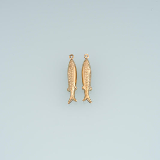 Sardine Fish Pendant ,14K Gold Ocean Animal Charm DIY Charm for Necklace Bracelet Making