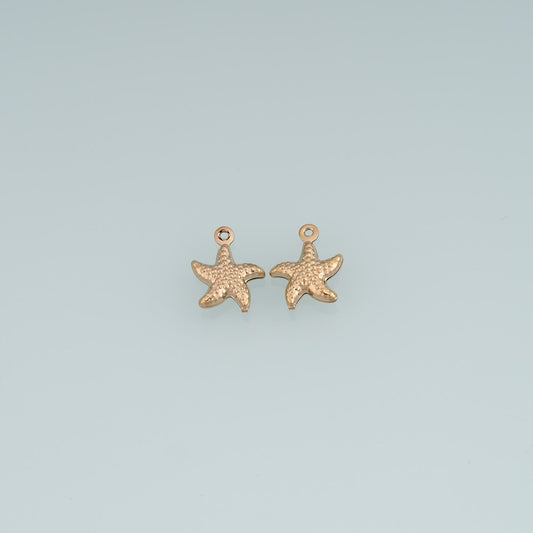 Polka Dots Starfish Pendant ,14K Gold Beach Sea Life Charm DIY Charm for Necklace Bracelet Making