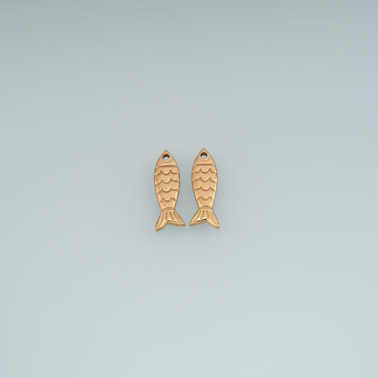 Wave Pattern Mini Fish Pendant ,14K Gold Ocean Animal Charm DIY Charm for Necklace Bracelet Making