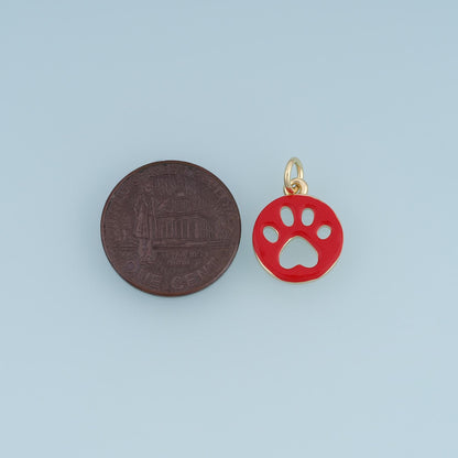 18K Gold Filled Enamel Paw Charm Pendant for Jewelry Making