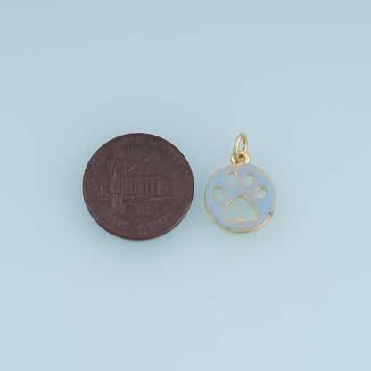 18K Gold Filled Enamel Paw Charm Pendant for Jewelry Making