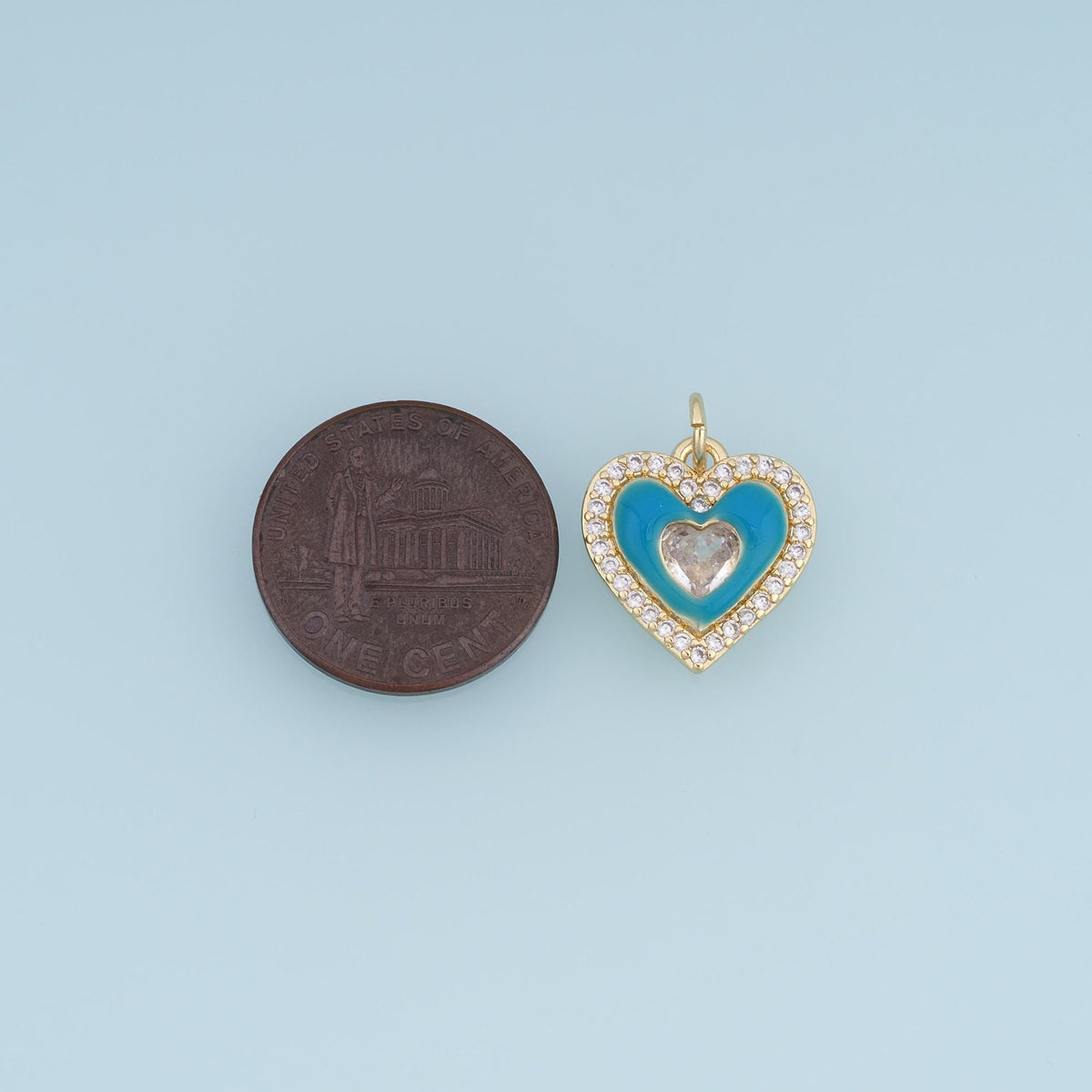 18K Gold Filled CZ Heart Charm,Colorful Enamel Heart Pendant,Pink Yellow Blue Heart Charm,DIY Necklace Bracelet Jewelry Suppl