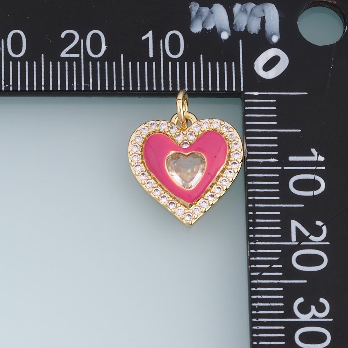18K Gold Filled CZ Heart Charm,Colorful Enamel Heart Pendant,Pink Yellow Blue Heart Charm,DIY Necklace Bracelet Jewelry Suppl