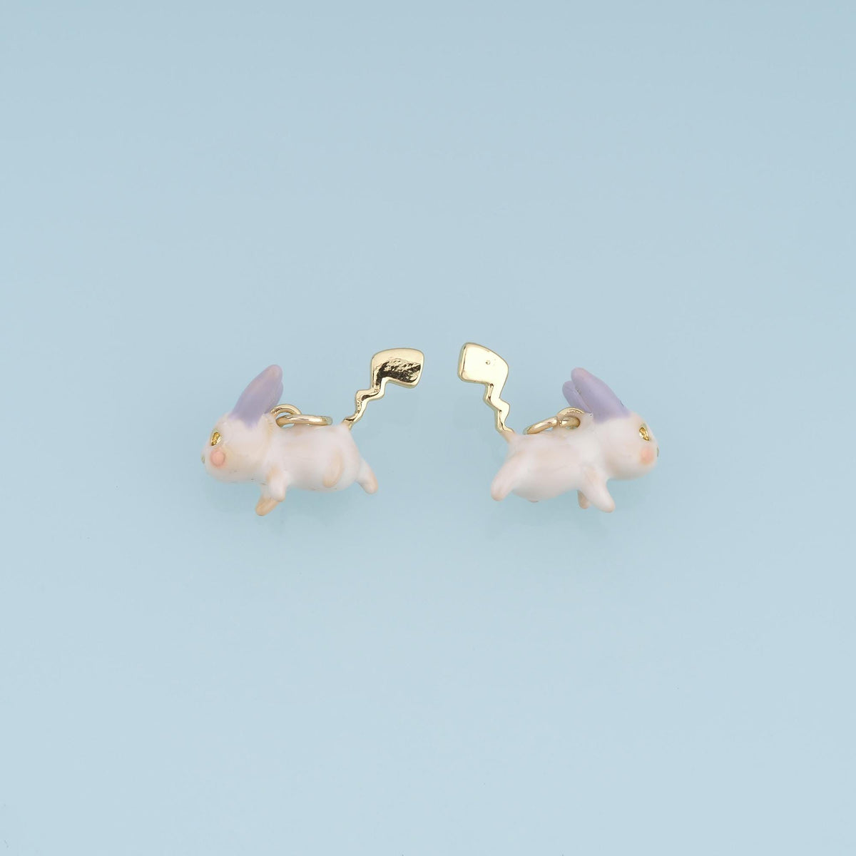 18K Gold Filled Bunny Charm,Pastel Rabbit Pendant,White Pink Enamel Bunny Charm,DIY Necklace Bracelet Jewelry Making Supply