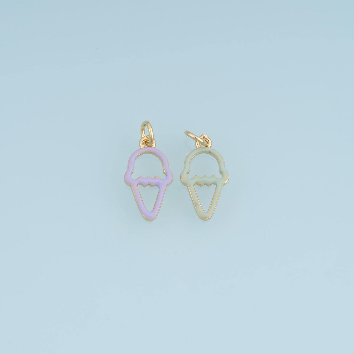 18K Gold Filled Ice Cream Charm,Pastel Enamel Ice Cream Pendant,Purple White Dessert Charm,DIY Necklace Bracelet Jewelry Supp