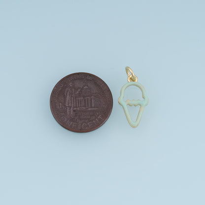18K Gold Filled Ice Cream Charm,Pastel Enamel Ice Cream Pendant,Purple White Dessert Charm,DIY Necklace Bracelet Jewelry Supp