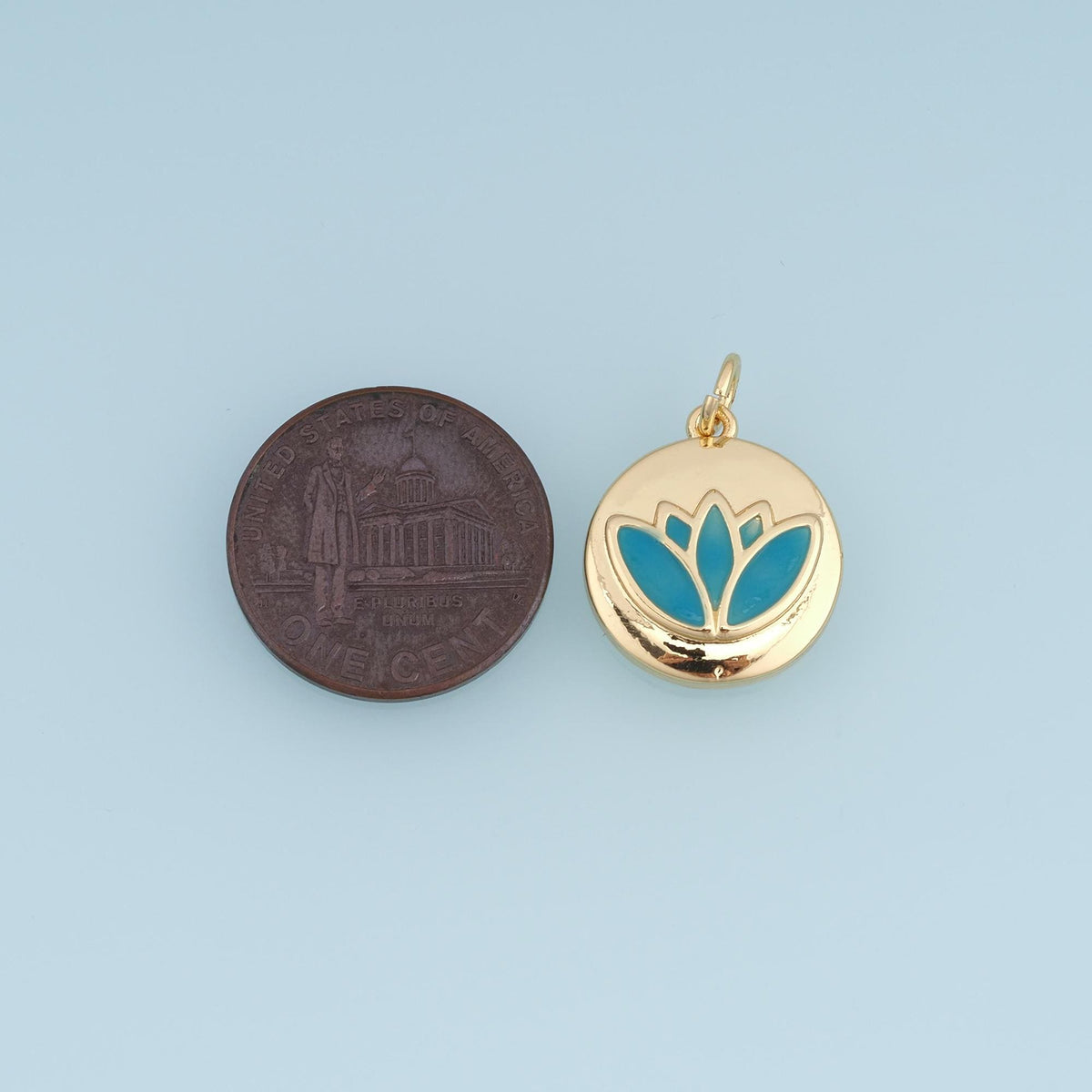 18K Gold Filled Enamel Flower Charm Pendant for Jewelry Making