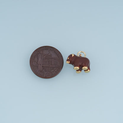 18K Gold Filled Bear Charm,Enamel Brown Bear Pendant,Cute Animal Charm,White Tan Brown Bear,DIY Necklace Bracelet Jewelry Sup