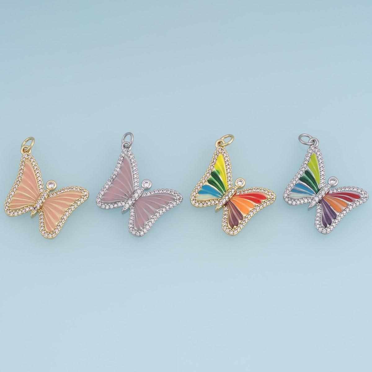 18K Gold Filled Enamel Butterfly Charm Pendant for Jewelry Making