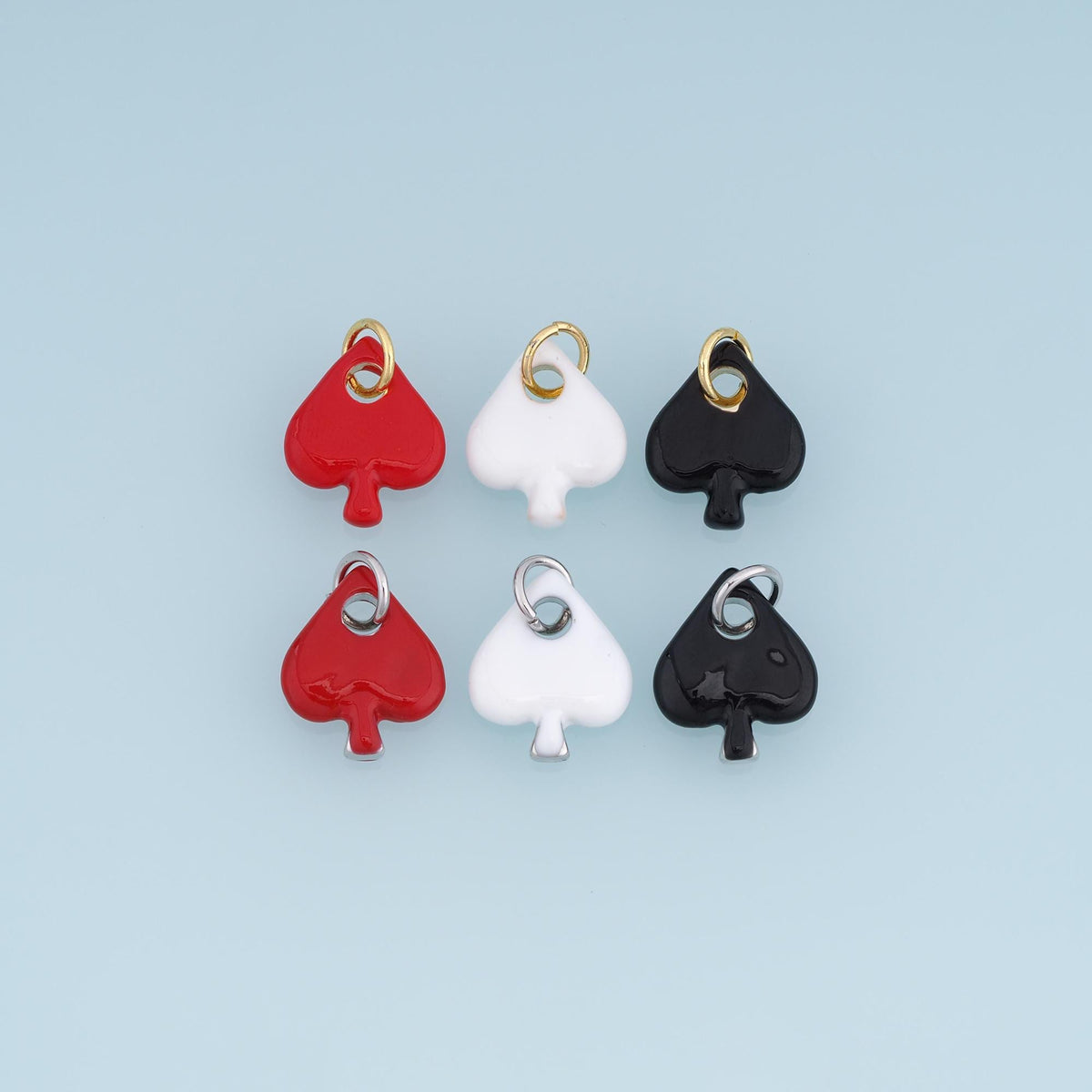 18K Gold Filled Spade Charm,Enamel Playing Card Suit Pendant,Red White Black Spade Charm,DIY Necklace Bracelet Jewelry Supply