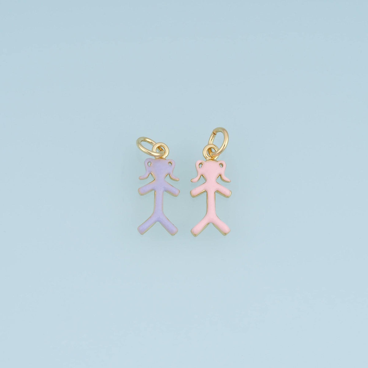 18K Gold Filled Girl Charm,Enamel Female Figure Pendant,Pink Purple Girl Charm,DIY Necklace Bracelet Jewelry Making Supply