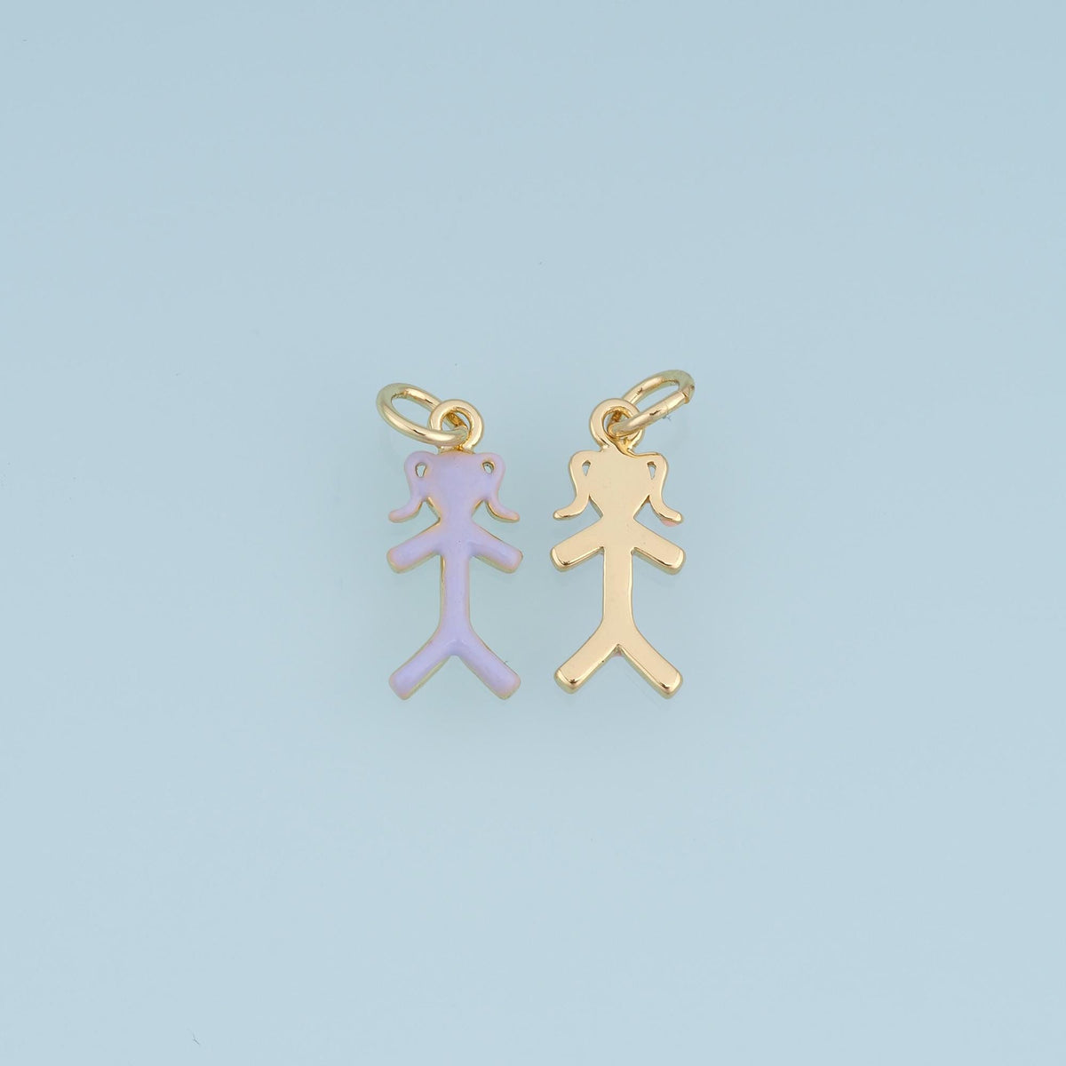 18K Gold Filled Girl Charm,Enamel Female Figure Pendant,Pink Purple Girl Charm,DIY Necklace Bracelet Jewelry Making Supply