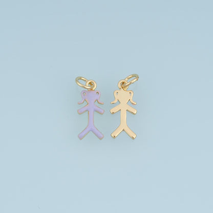 18K Gold Filled Girl Charm,Enamel Female Figure Pendant,Pink Purple Girl Charm,DIY Necklace Bracelet Jewelry Making Supply