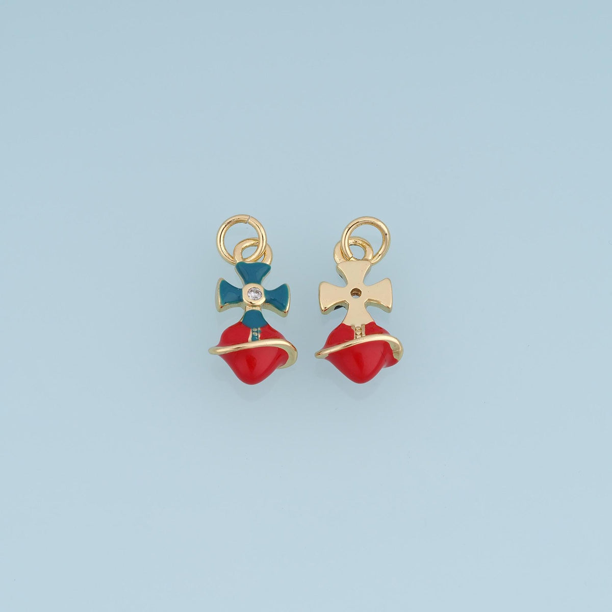 18K Gold Filled Bell Charm,Enamel Bow Bell Pendant,Red Teal Black Bell Charm,DIY Necklace Bracelet Jewelry Making Supply