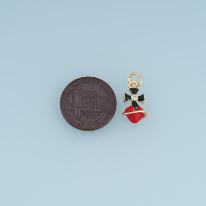 18K Gold Filled Bell Charm,Enamel Bow Bell Pendant,Red Teal Black Bell Charm,DIY Necklace Bracelet Jewelry Making Supply
