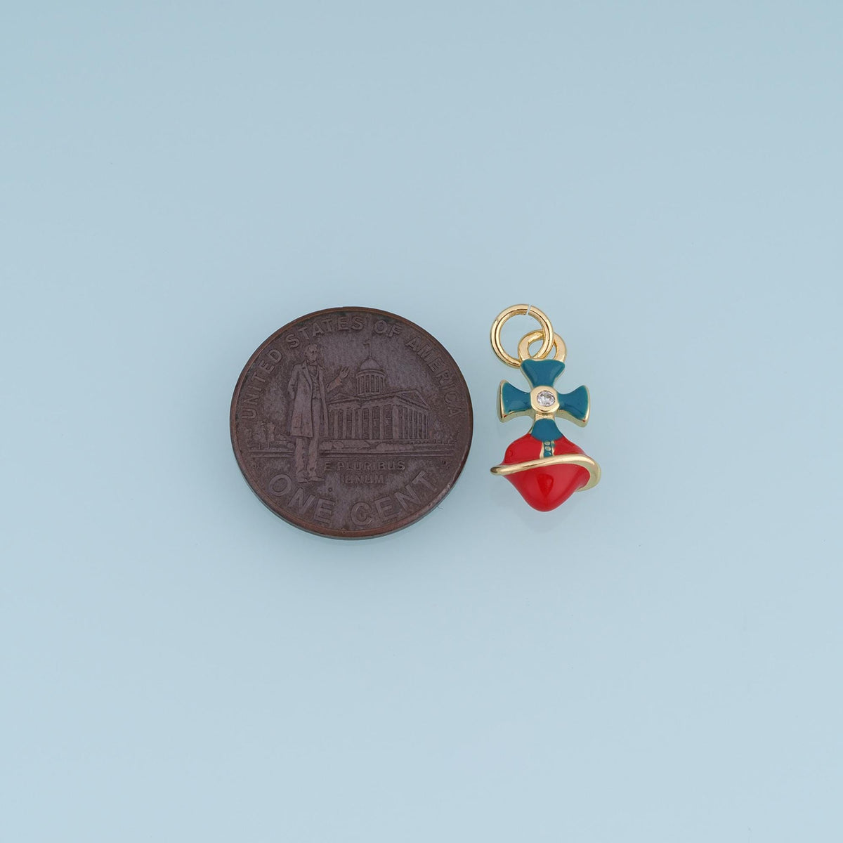 18K Gold Filled Bell Charm,Enamel Bow Bell Pendant,Red Teal Black Bell Charm,DIY Necklace Bracelet Jewelry Making Supply