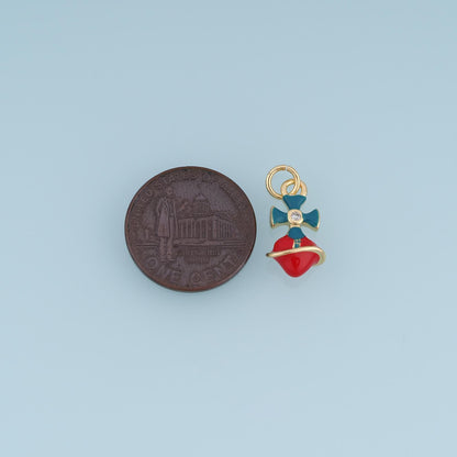 18K Gold Filled Bell Charm,Enamel Bow Bell Pendant,Red Teal Black Bell Charm,DIY Necklace Bracelet Jewelry Making Supply