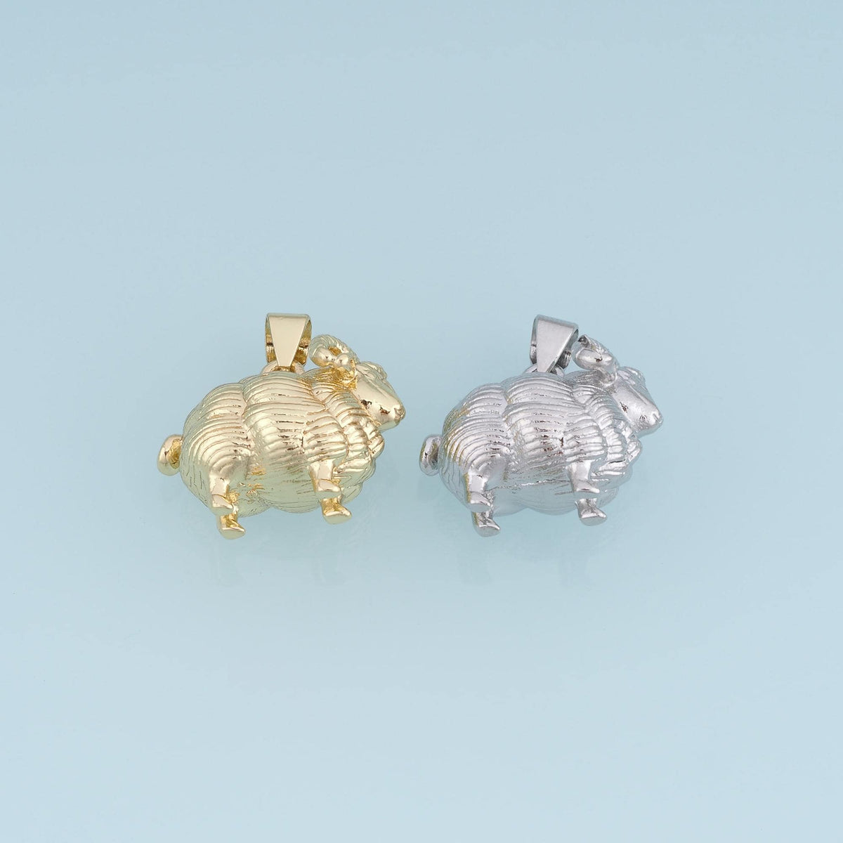 18K Gold Filled Sheep Charm,Textured Lamb Pendant,Farm Animal Charm,Gold Sheep Pendant,DIY Necklace Bracelet Jewelry Supply