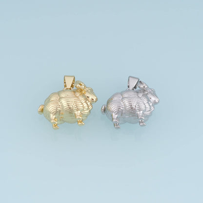 18K Gold Filled Sheep Charm,Textured Lamb Pendant,Farm Animal Charm,Gold Sheep Pendant,DIY Necklace Bracelet Jewelry Supply