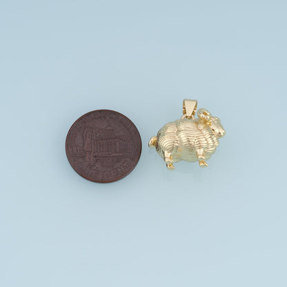 18K Gold Filled Sheep Charm,Textured Lamb Pendant,Farm Animal Charm,Gold Sheep Pendant,DIY Necklace Bracelet Jewelry Supply