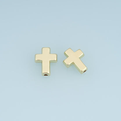 18K Gold Filled Cross Spacer Beads 15.5 mm, 12 mm for Jewelry Making