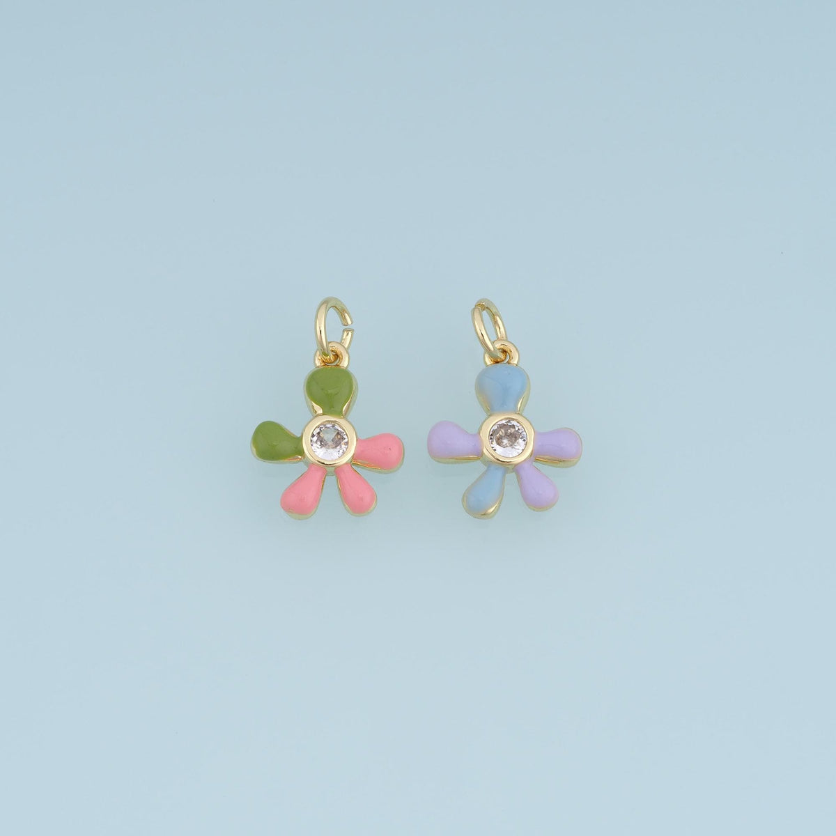 18K Gold Filled Enamel Flower Charm Pendant for Jewelry Making