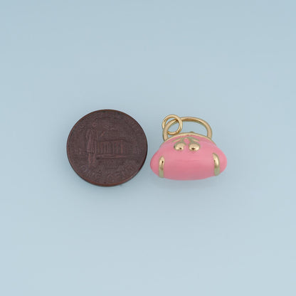 18K Gold Filled Handbag Charm,Cherry Purse Pendant,Enamel Bag Charm,Pink White Purse Charm,DIY Necklace Bracelet Jewelry Supp