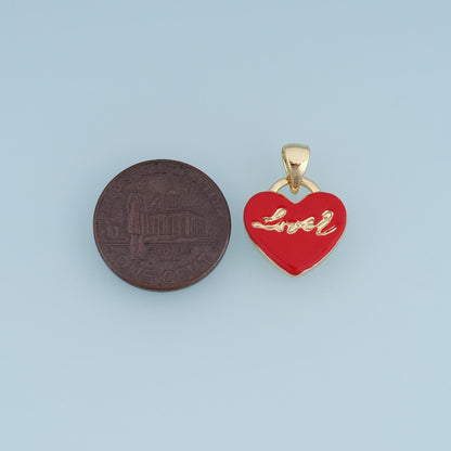 18K Gold Filled Love Heart Charm,Enamel Heart Pendant,Red Pink Love Charm,DIY Necklace Bracelet Jewelry Making Supply