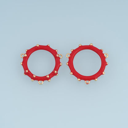 18K Gold Filled Enamel Connector 23.5 mm for Jewelry Making