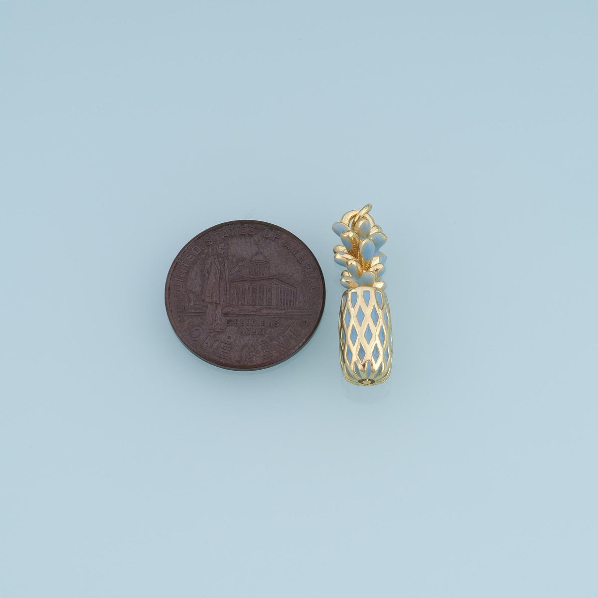 Gold Enamel Pineapple Pendant,18K Gold Filled Fruit Charm Bracelet Necklace for DIY Jewelry Making Supply