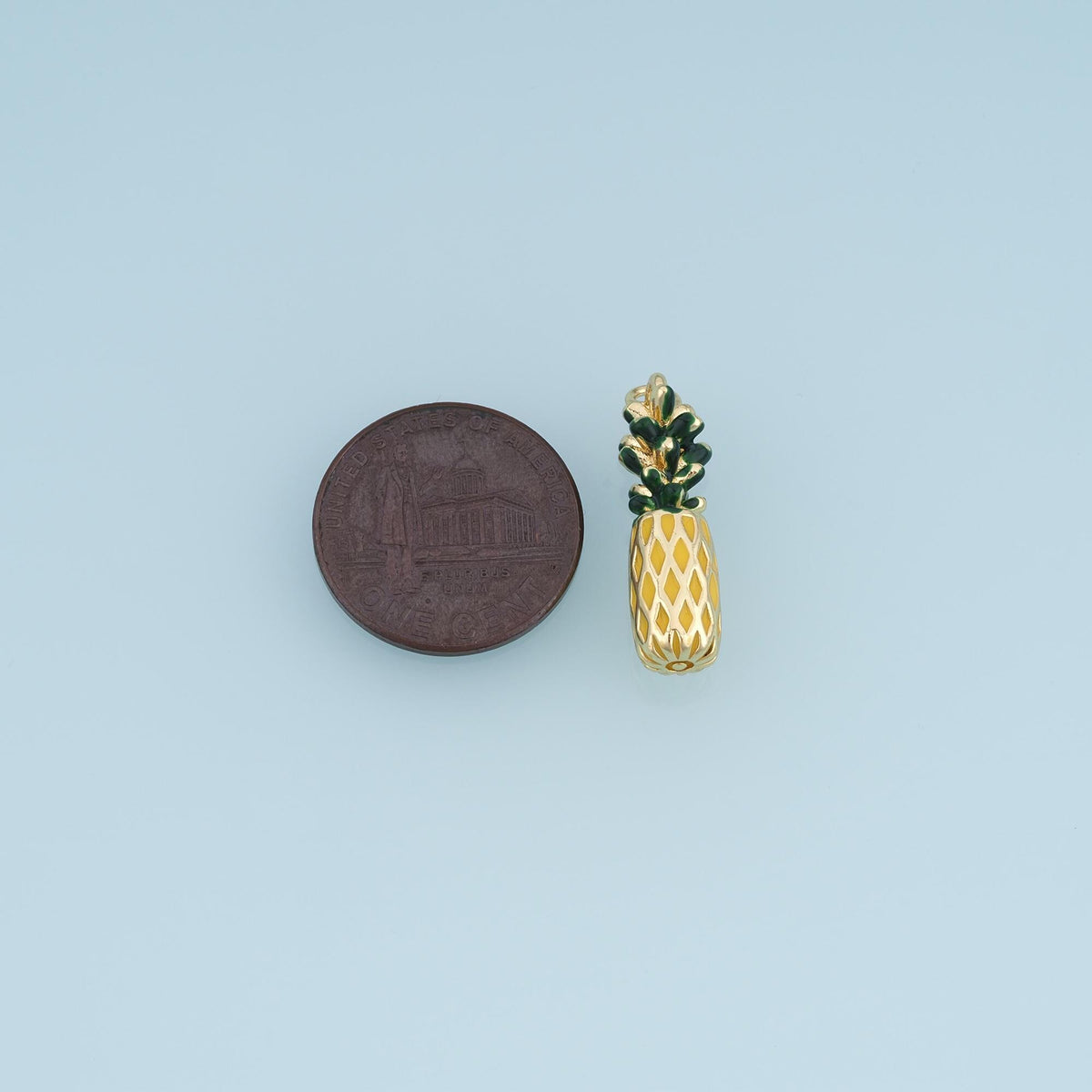 Gold Enamel Pineapple Pendant,18K Gold Filled Fruit Charm Bracelet Necklace for DIY Jewelry Making Supply