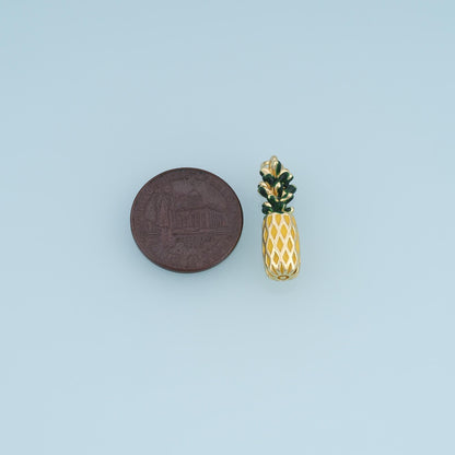 Gold Enamel Pineapple Pendant,18K Gold Filled Fruit Charm Bracelet Necklace for DIY Jewelry Making Supply