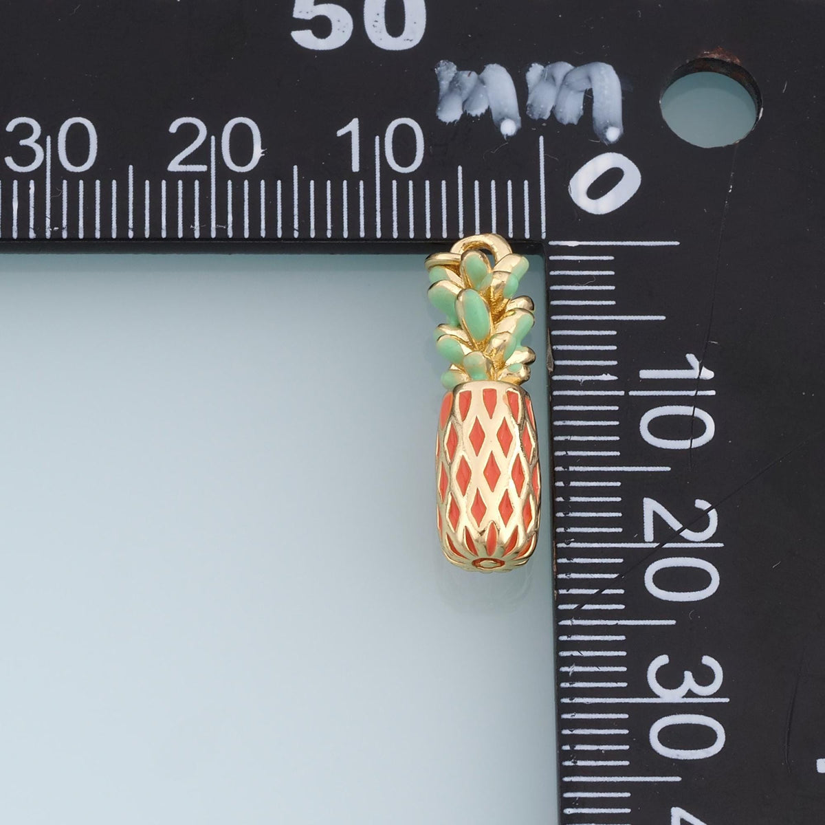 Gold Enamel Pineapple Pendant,18K Gold Filled Fruit Charm Bracelet Necklace for DIY Jewelry Making Supply