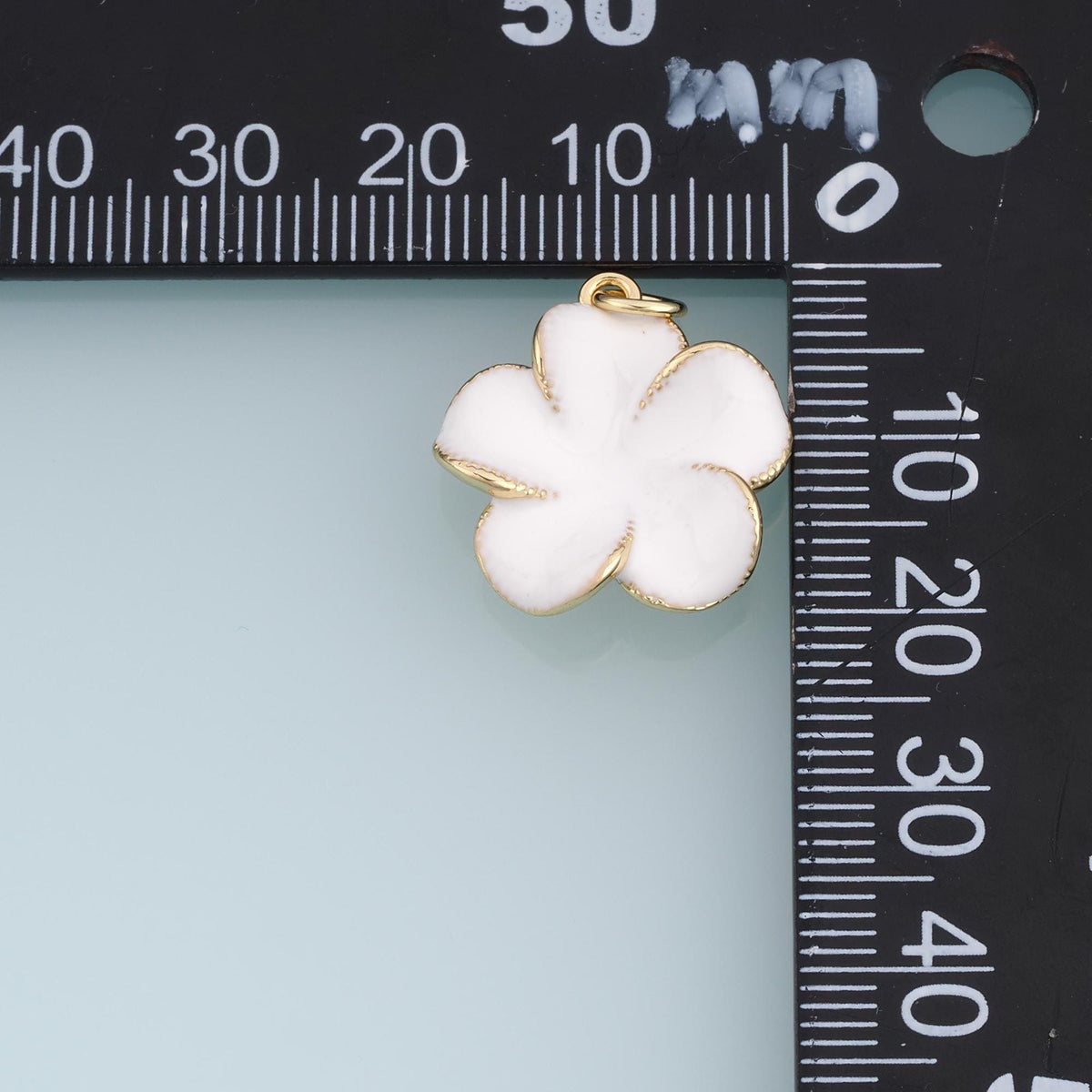18K Gold Filled Enamel Flower Charm Pendant for Jewelry Making