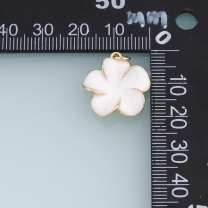 18K Gold Filled Enamel Flower Charm Pendant for Jewelry Making