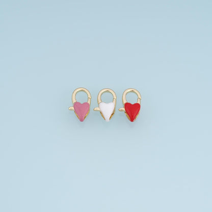 18K Gold Filled Enamel Heart Clasp for Jewelry Making