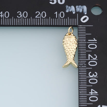 18K Gold Filled Fish Charm Pendant for Jewelry Making