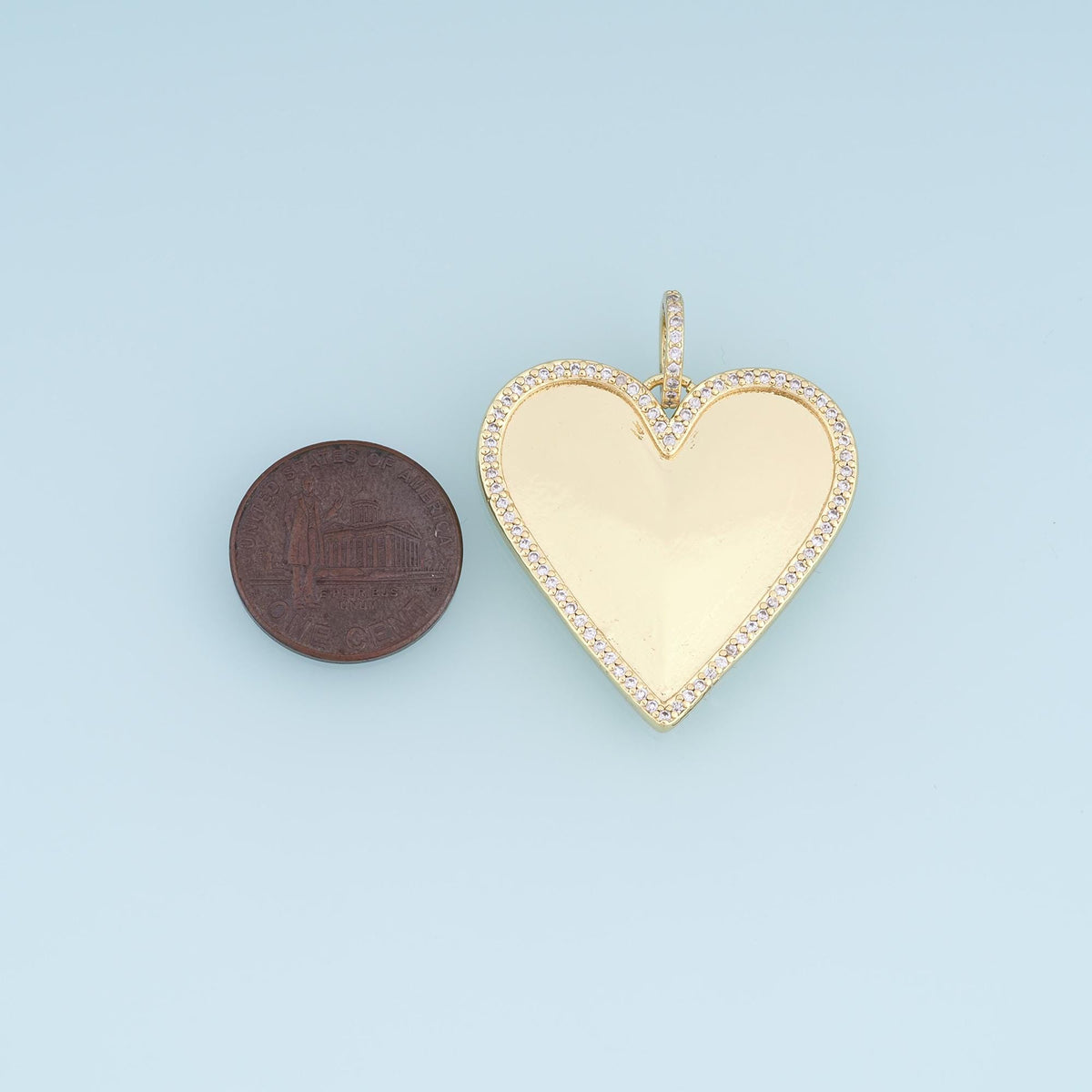 Gold CZ Heart Pendant,18K Gold Filled Minimalist Charm Bracelet Necklace for DIY Jewelry Making Supply