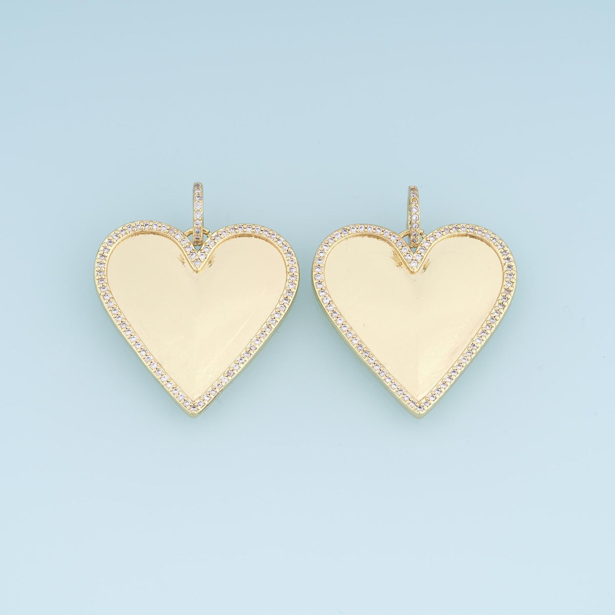 Gold CZ Heart Pendant,18K Gold Filled Minimalist Charm Bracelet Necklace for DIY Jewelry Making Supply