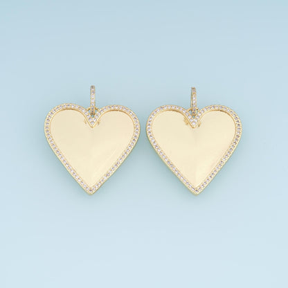 Gold CZ Heart Pendant,18K Gold Filled Minimalist Charm Bracelet Necklace for DIY Jewelry Making Supply