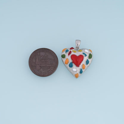 18K Gold Filled Enamel Heart Charm Pendant for Jewelry Making