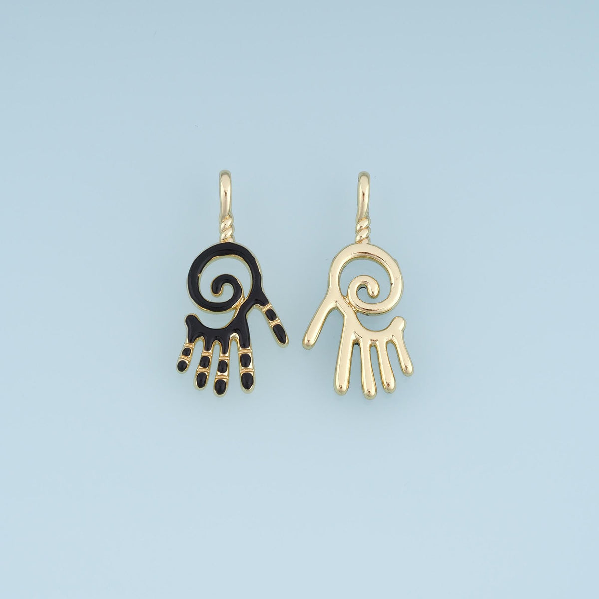 Gold Enamel Spiral Palm Pendant,18K Gold Filled Exquisite Charm Bracelet Necklace for DIY Jewelry Making Supply