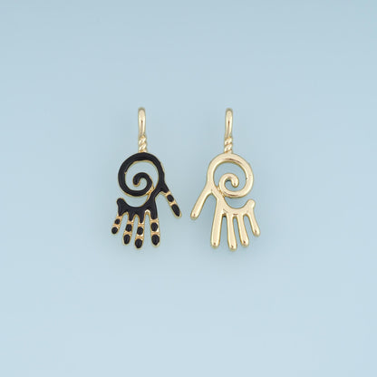 Gold Enamel Spiral Palm Pendant,18K Gold Filled Exquisite Charm Bracelet Necklace for DIY Jewelry Making Supply