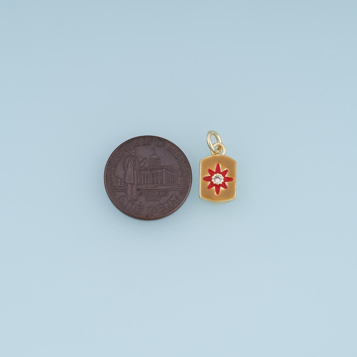 18K Gold Filled Enamel Flower Charm Pendant for Jewelry Making