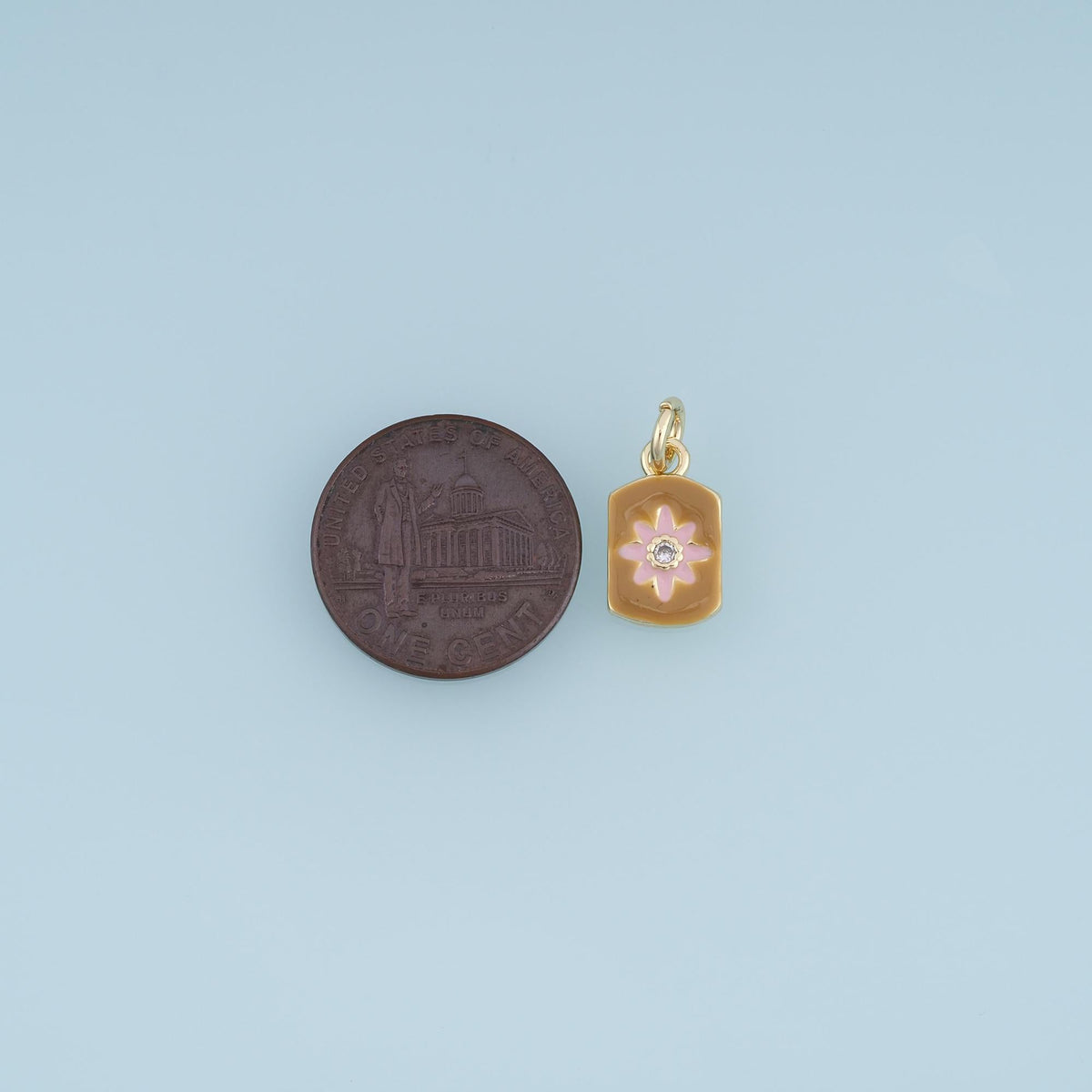 18K Gold Filled Enamel Flower Charm Pendant for Jewelry Making