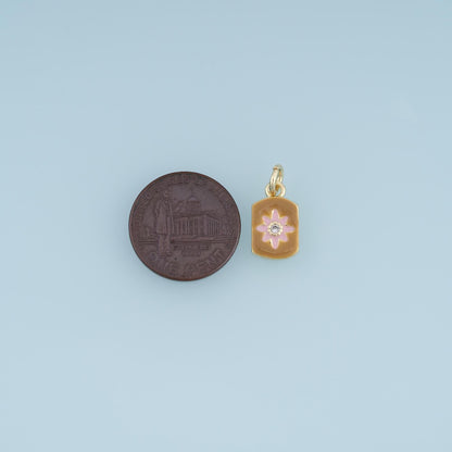 18K Gold Filled Enamel Flower Charm Pendant for Jewelry Making